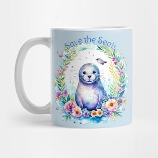Watercolor Save the Seals Mug